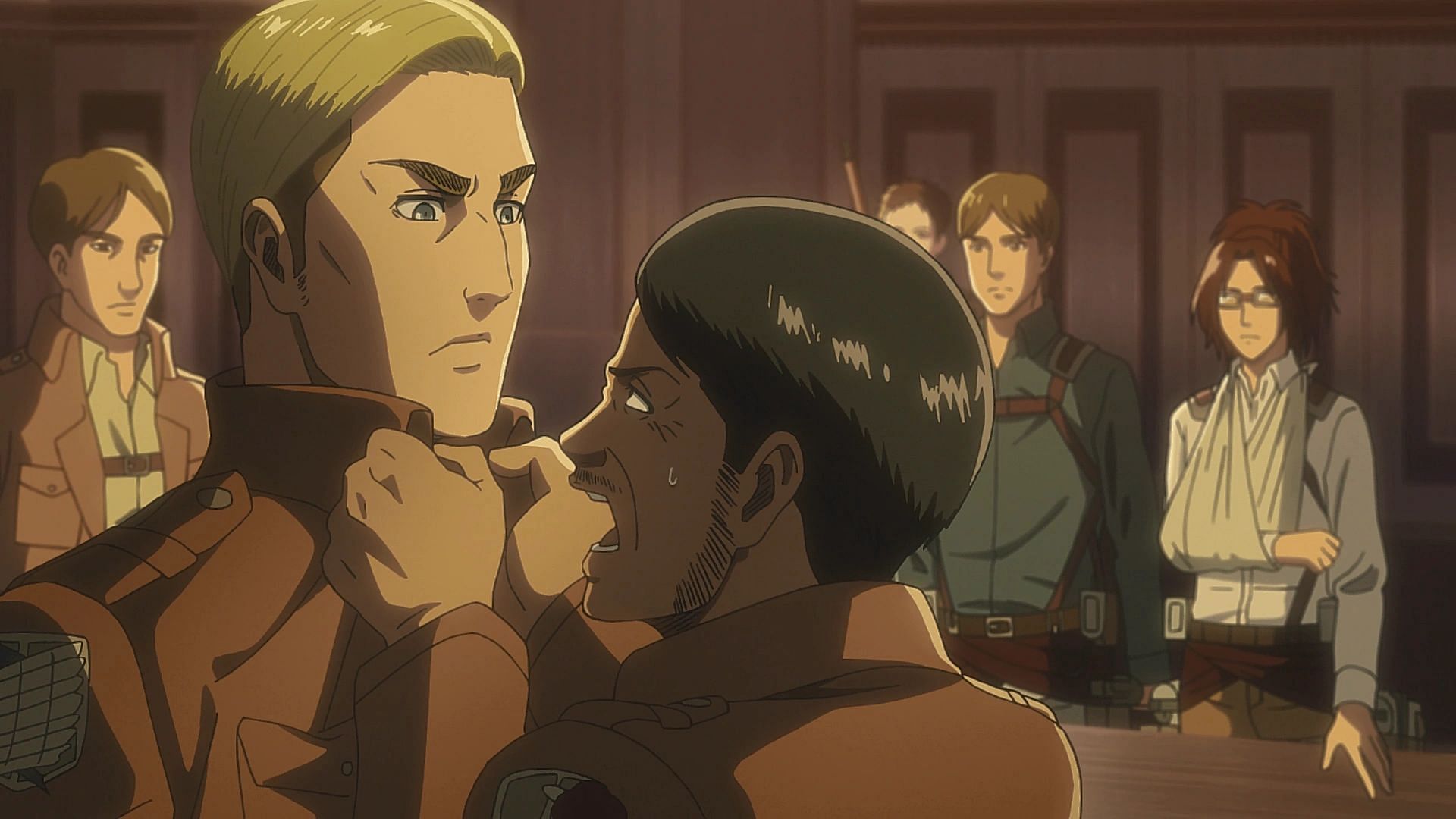 Erwin's plan were not always well received by his comrades (Image via Wit Studio)